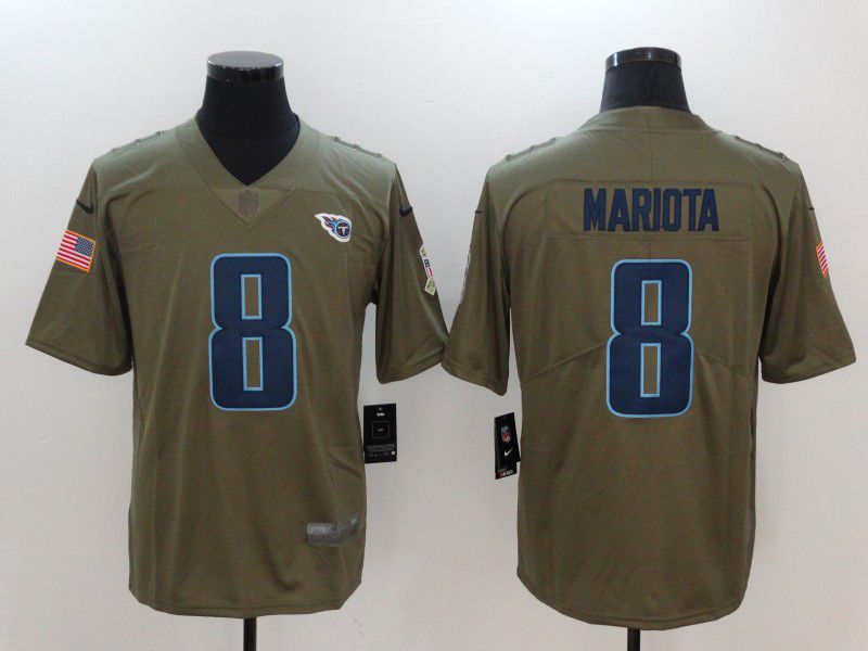 Men Tennessee Titans 8 Mariota Green Nike Olive Salute To Service Limited NFL Jersey